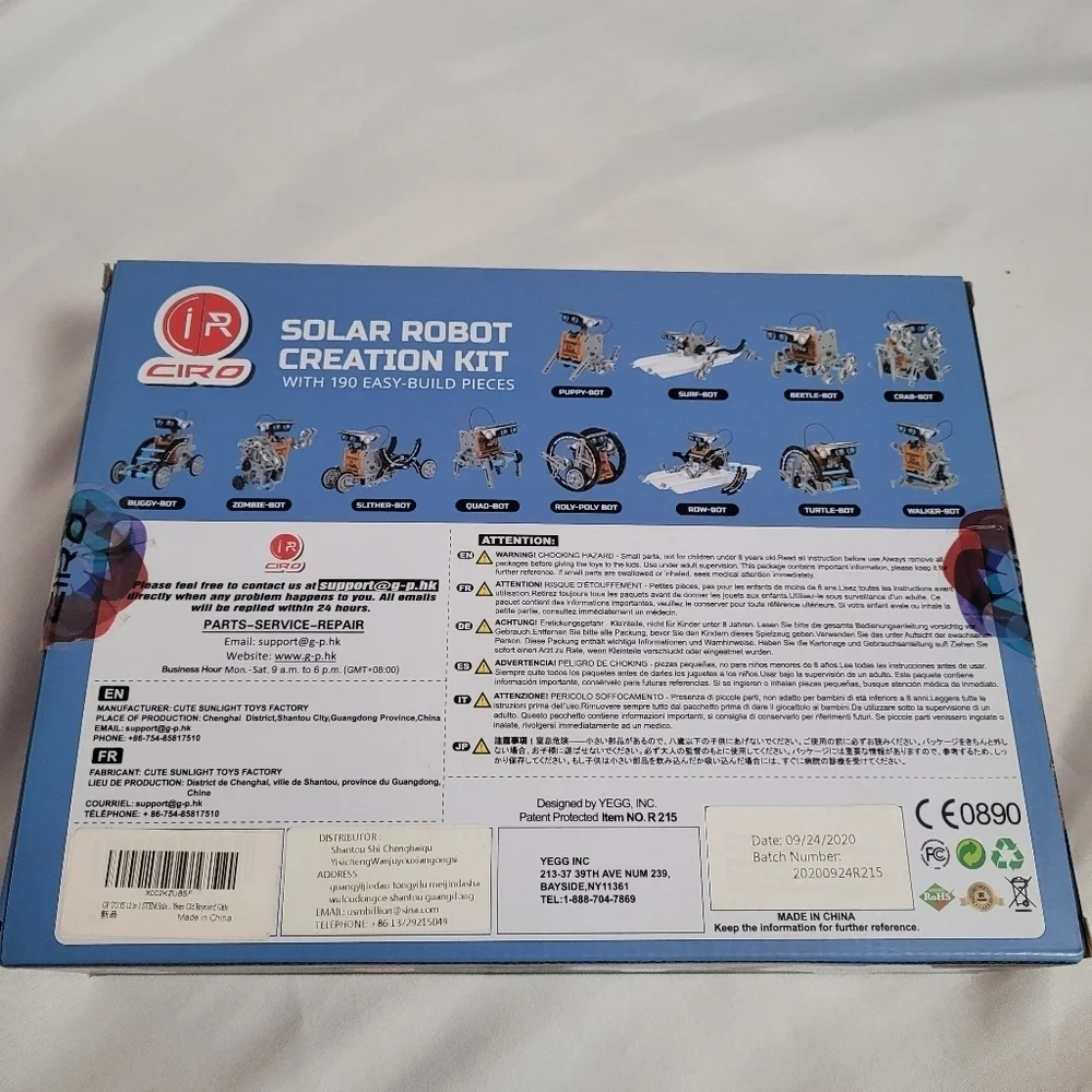 NIB Ciro 12-in-1 Solar Robot Creation Kit 190 Piece Building Set